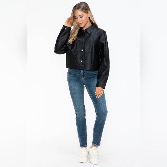 Black Vegan Leather Jacket - Picture 2 of 5